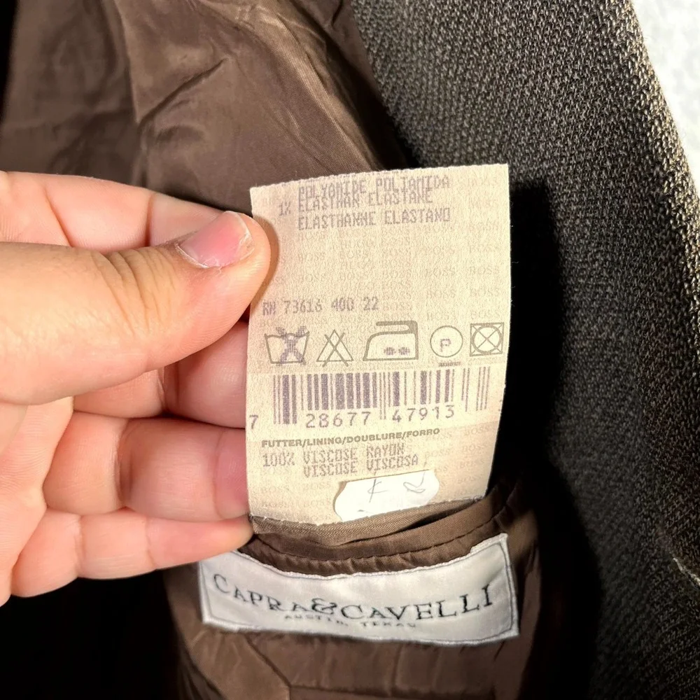 Hugo Boss Einstein Blazer Jacket Mens 46R Brown Wool Notch Lapel Single Breasted